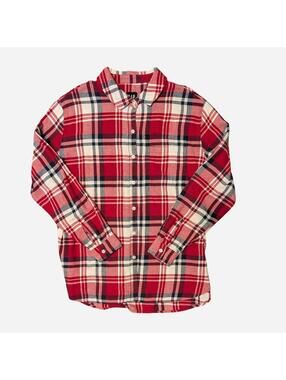 Gap Red Plaid Flannel Button Up Shirt Cotton Size XL
